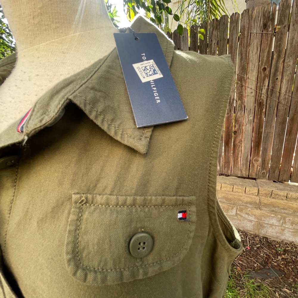 NWT Tommy Hilfiger Alton Dress Olive Green Sleeveless utility minimalist XLarge